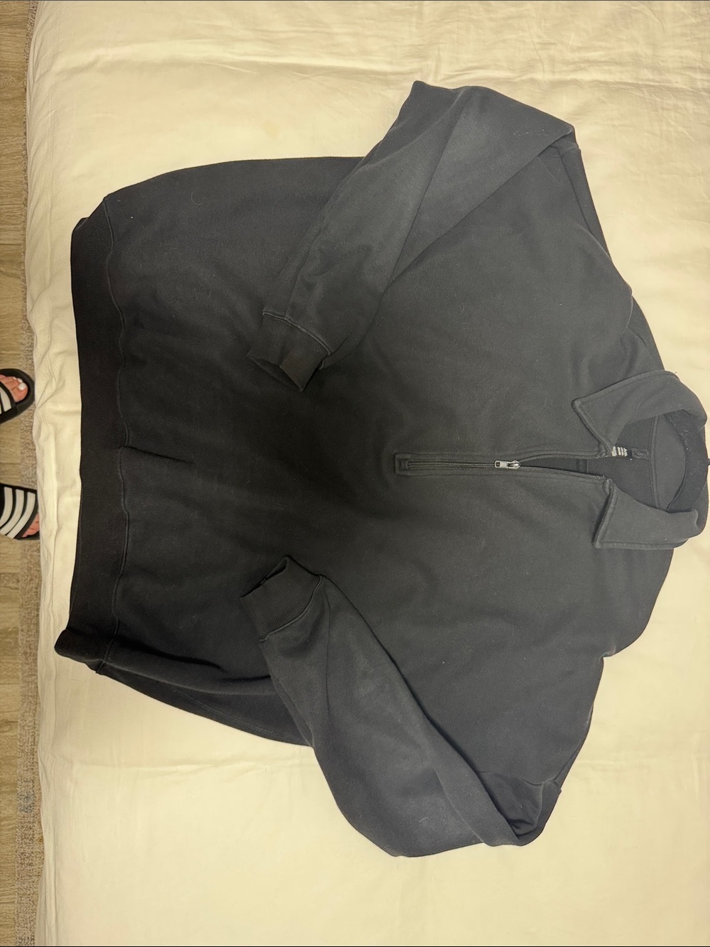 SKIMS Black Quarter-Zip Collar Sweatshirt - Picture 4 of 4